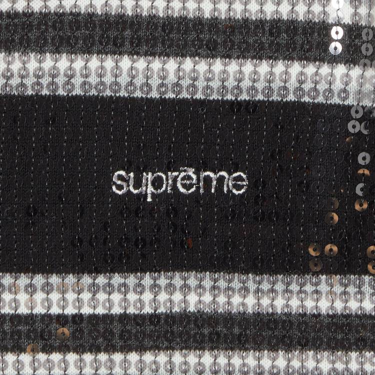 Buy Supreme Sequin Stripe Zip Polo 'Black' - SS23KN18 BLACK | GOAT