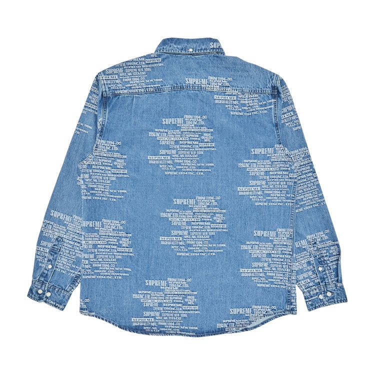 Buy Supreme Trademark Jacquard Denim Shirt 'Washed Blue