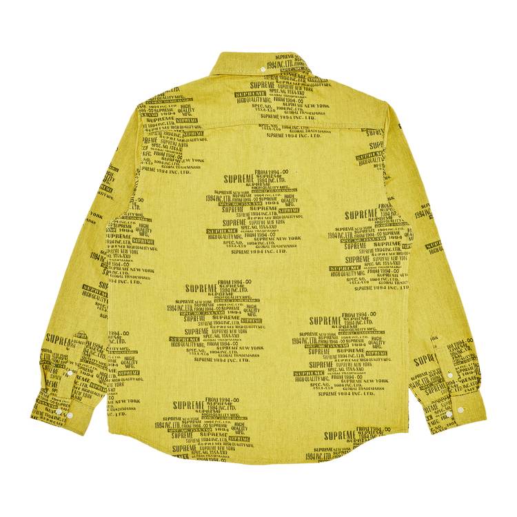 Buy Supreme Trademark Jacquard Denim Shirt 'Washed Yellow 
