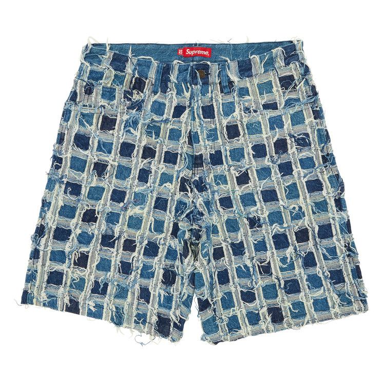 Buy Supreme Frayed Patchwork Baggy Denim Short 'Washed Blue