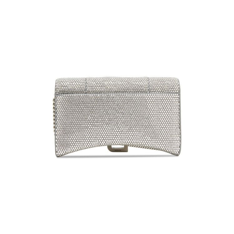Balenciaga Hourglass Crystal Wallet with Chain Grey/Crystal