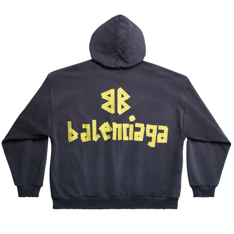 Balenciaga Ripped Pocket Hoodie Marine Blue