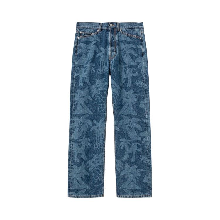 Palm Angels Palmity All Over Laser Denim Jeans Blue