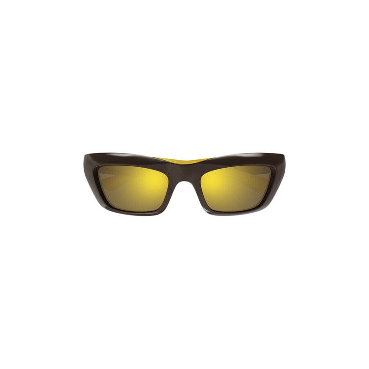 Bottega Veneta Square-Frame Injection Sunglasses Brown Brown Gold (BV1182S-30013671-002)
