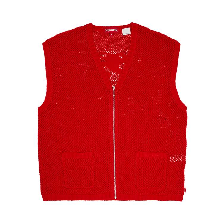 Supreme Dragon Zip Up Sweater Vest 'Red'