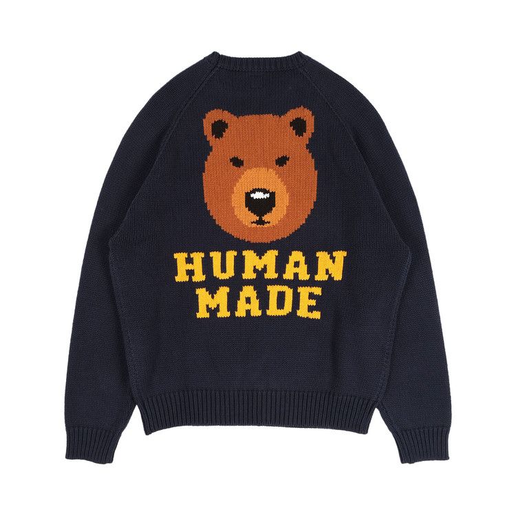 Buy Human Made Bear Raglan Knit Sweater 'Navy' - HM25CS001