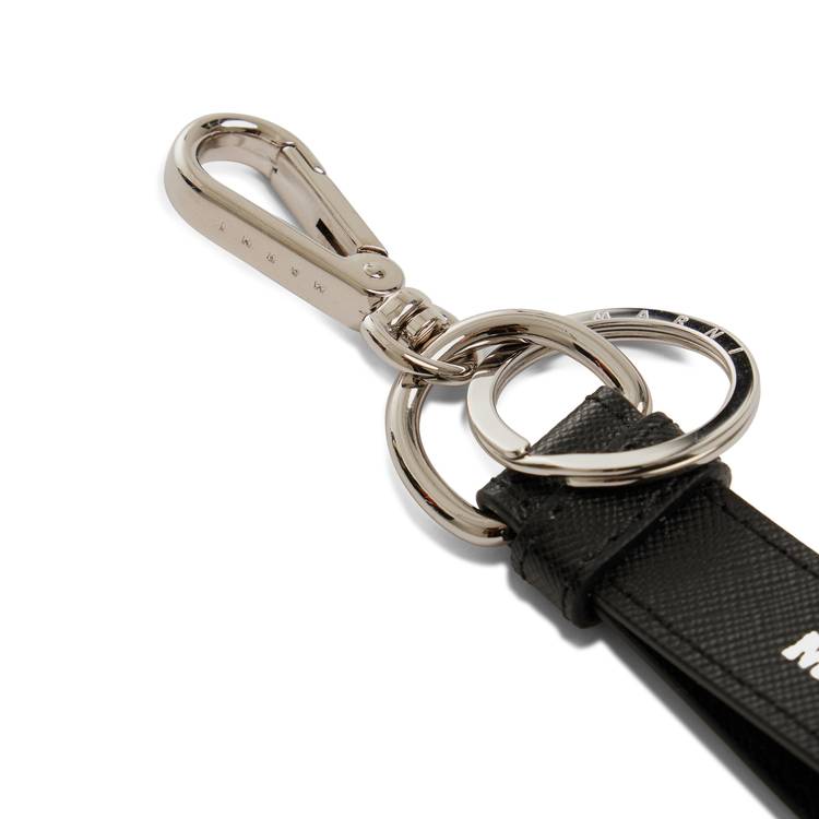 Black Leather Key Holder with Marni Mending - Key Rings - Man