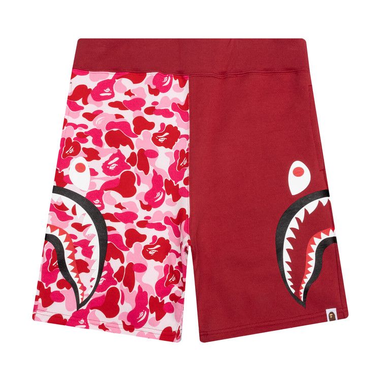 Bape ABC Camo Side Shark Sweat Shorts Pink Red