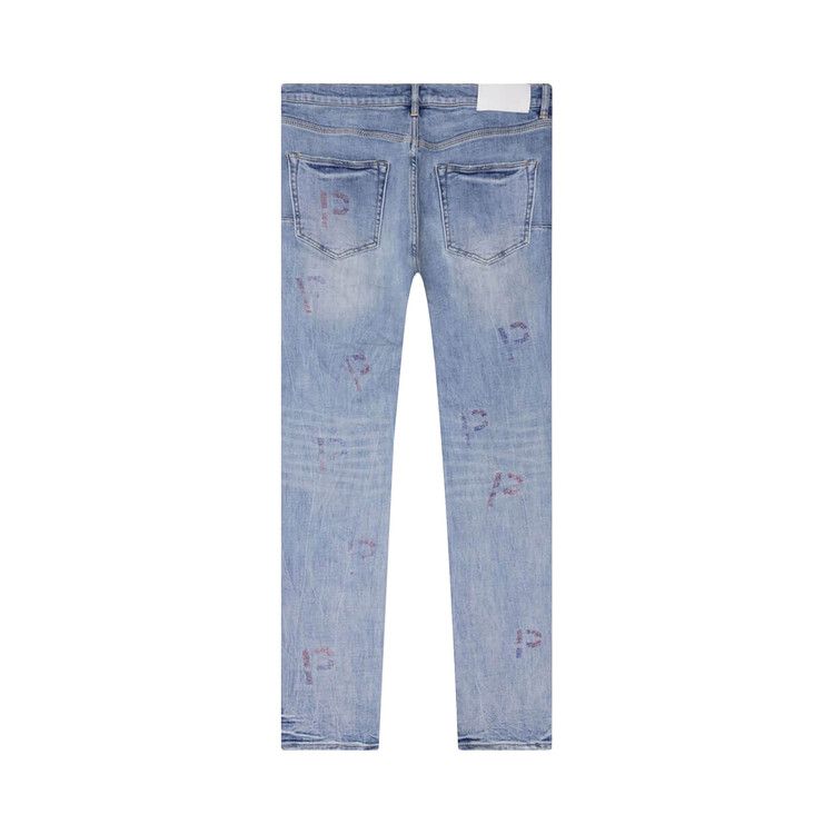 Purple Brand Embroidery Punch P Plaid Jeans Light Indigo