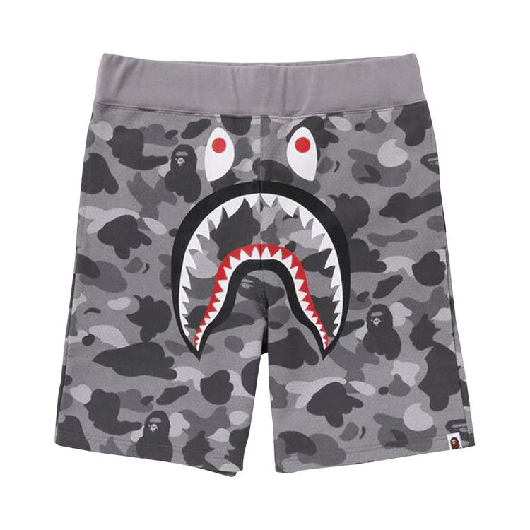 Bape Honeycomb Camo Shark Sweat Shorts Grey