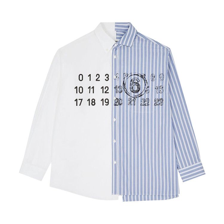 Buy MM6 Maison Margiela Spliced Numbers Shirt 'Blue/White