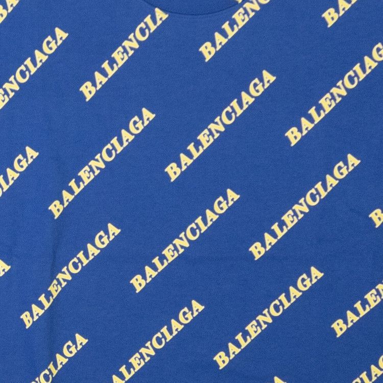 Balenciaga All Over Logo Sporty T-Shirt Blue