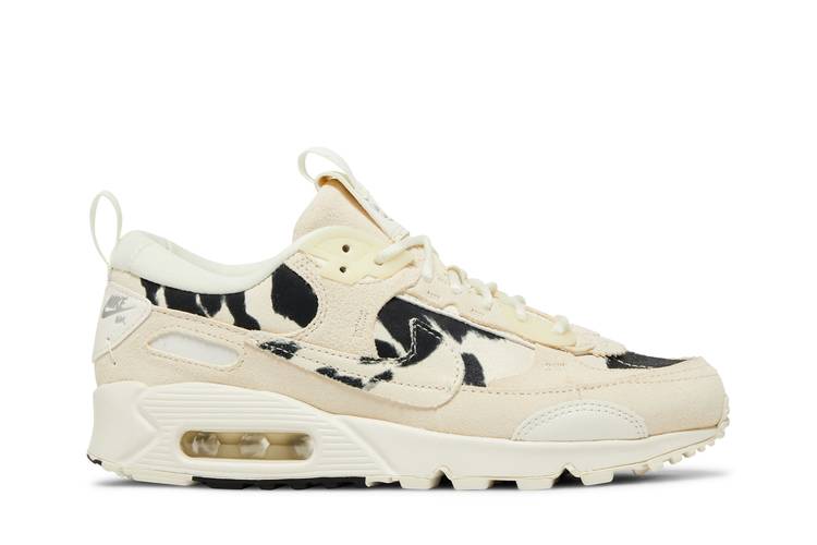 Nike Air Max 90 Futura Cow Print Women's Shoes, Sail/Black/Chrome, Size: 7.5