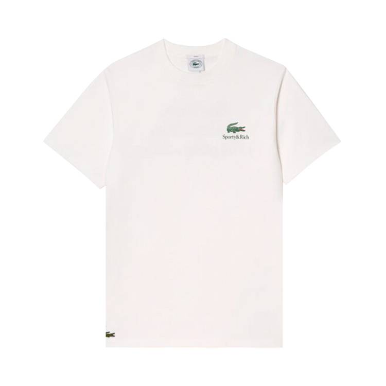 Sporty & Rich x Lacoste Play Tennis T Shirt 'Farine/Green'