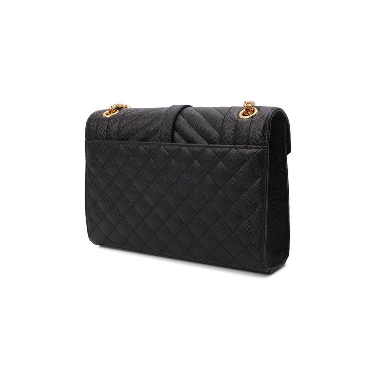Saint Laurent Monogram Medium Envelope Chain Bag Black