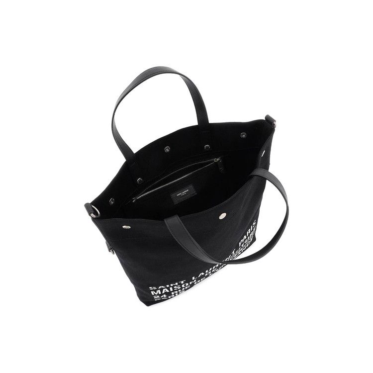 Saint Laurent North/South Universite Tote Bag Black/Soft Cream