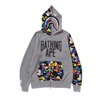 Buy BAPE Multi Camo NYC Logo Shark Full Zip Hoodie 'Grey