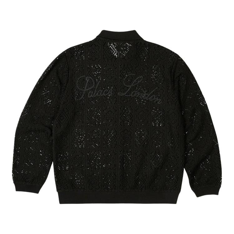 Palace Crochet Zip Long-Sleeve Polo 'Black'