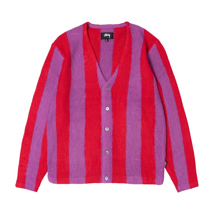 Buy Stussy Stripe Brushed Cardigan 'Purple' - 117186 PURP | GOAT