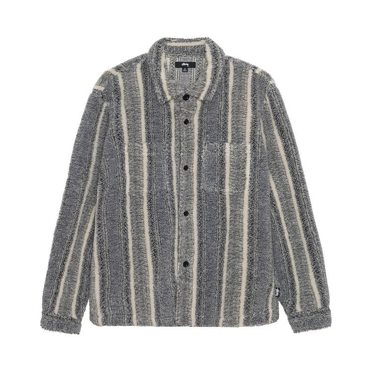 Stussy Striped Sherpa Shirt 'charcoal'