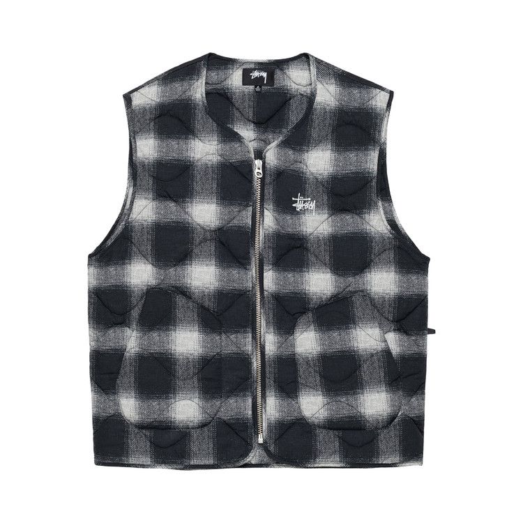 Stussy Plaid Nylon Liner Vest 'black'