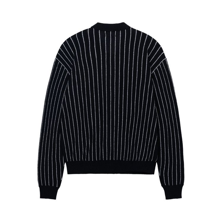 Stussy LIGHT WEIGHT LS ZIP POLO 黒 XXL Stussy Light Weight Long-Sleeve Zip Polo 'Black Stripe' 117189