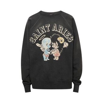 Buy Saint Michael Aries Crewneck Sweatshirt 'Black' - SM A23