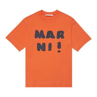 【MARNI】Logo Print Short Sleeve T-Shirt Orange Marni Printed T-Shirt - Orange | Garmentory