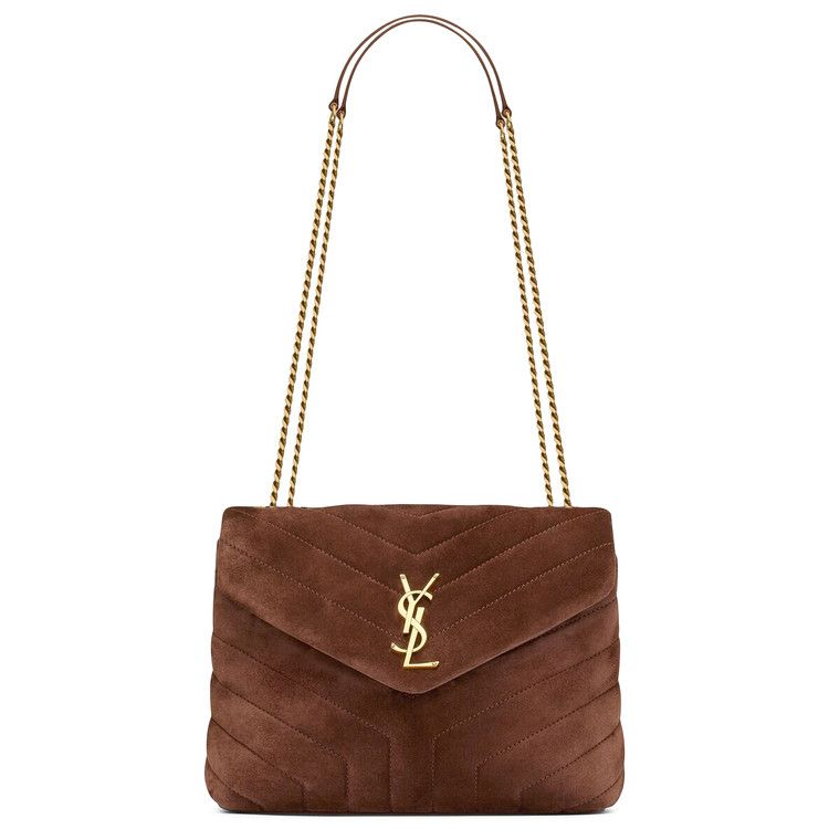 Saint Laurent Small Loulou Quilted Shoulder Bag Bark Brown