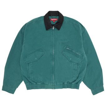 Buy Supreme Leather Collar Utility Jacket 'Green' - FW23J72