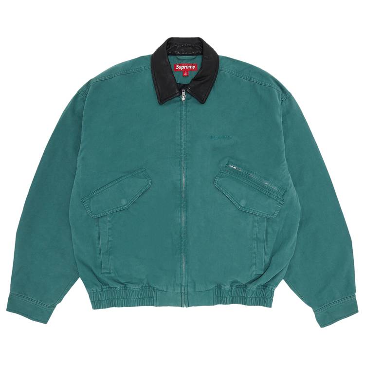 Buy Supreme Leather Collar Utility Jacket 'Green' - FW23J72 ...