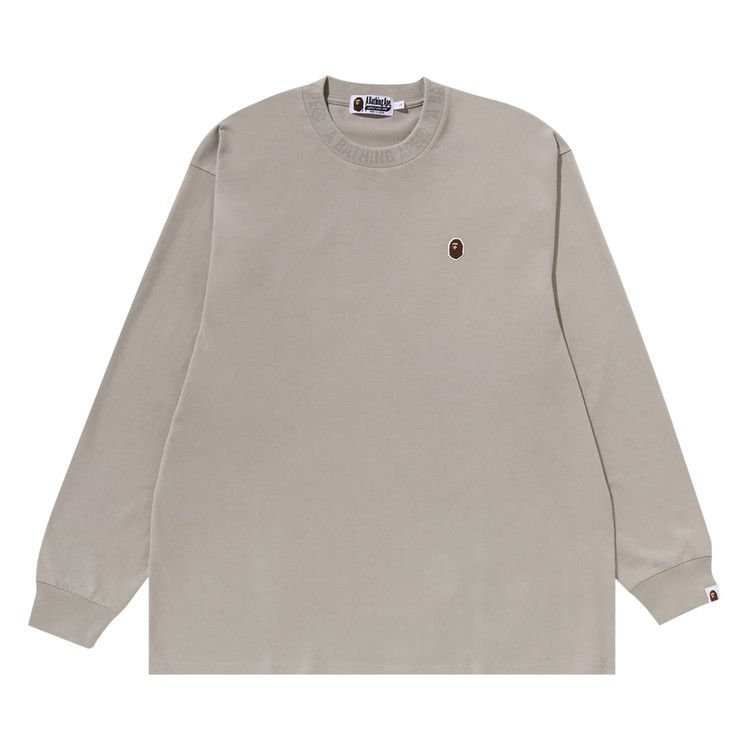 Bape Ape Head One Point Long-Sleeve T-Shirt Beige