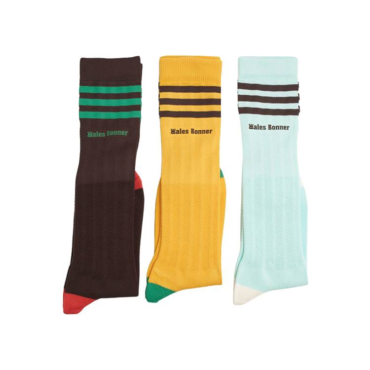 adidas x Wales Bonner Crochet Socks (3 Pack) 'Yellow/Turquoise/Brown'