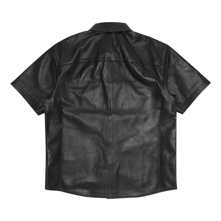 Supreme S/S Leather Work Shirt Black Men's - FW23 - US