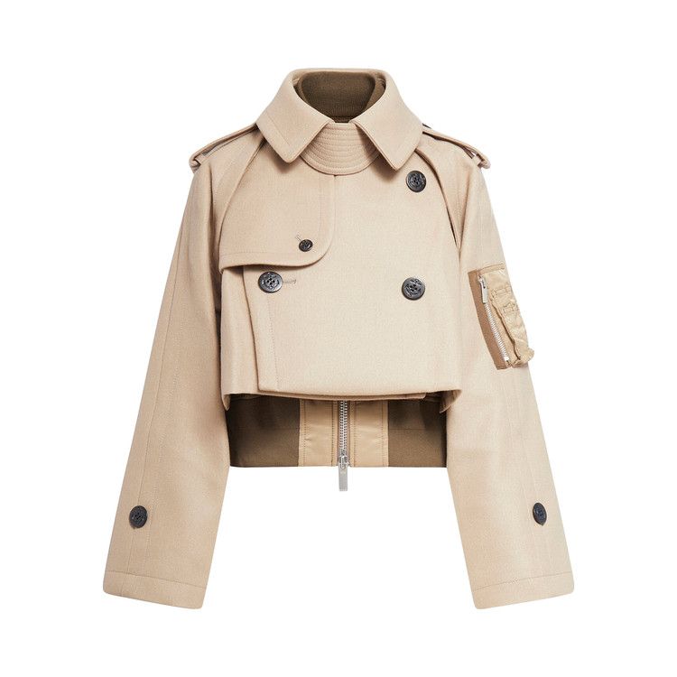 Buy Sacai Wool Melton Mix Jacket 'Beige' - 23 06753 651 | GOAT