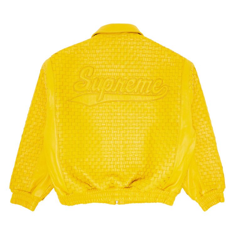 Supreme Woven Leather Varsity Jacket Yellow