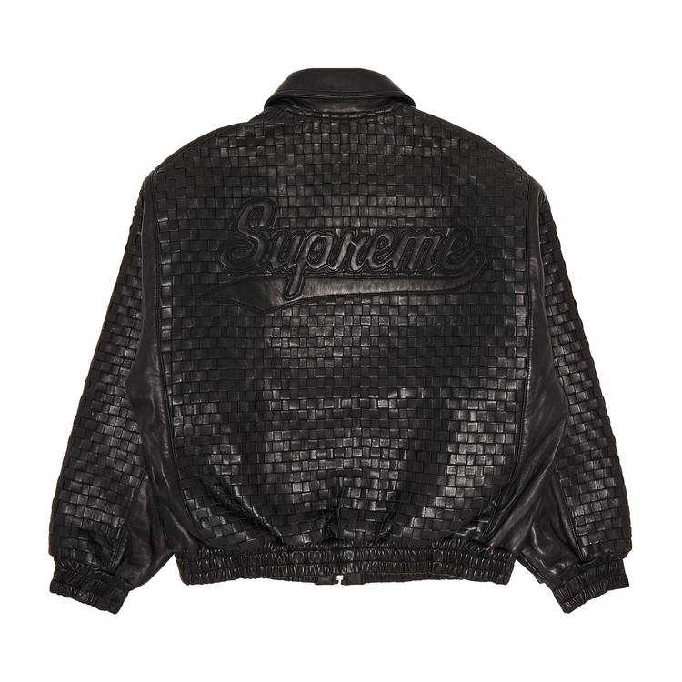 Buy Supreme Woven Leather Varsity Jacket 'Black' - FW23J90 BLACK