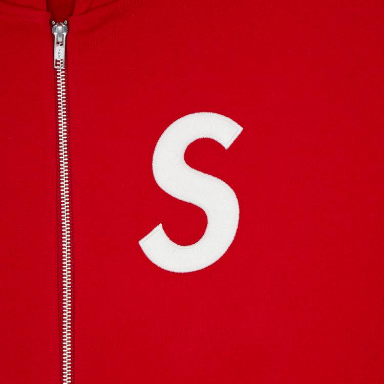 Supreme S Logo Zip Up Hooded Sweatshirt 'Red'