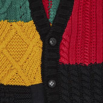 Achetez des Supreme Patchwork Cable Knit Cardigan 'Black