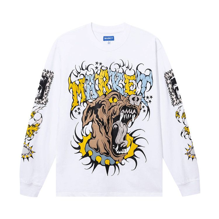 Buy Market Warped Beware Long-Sleeve T-Shirt 'White' - 398000373