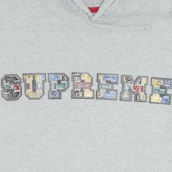 【Supreme】Collegiate Patchwork Leather Hooded【se1177r】 Supreme Collegiate Patchwork Leather Hooded Sweatshirt Burnt
