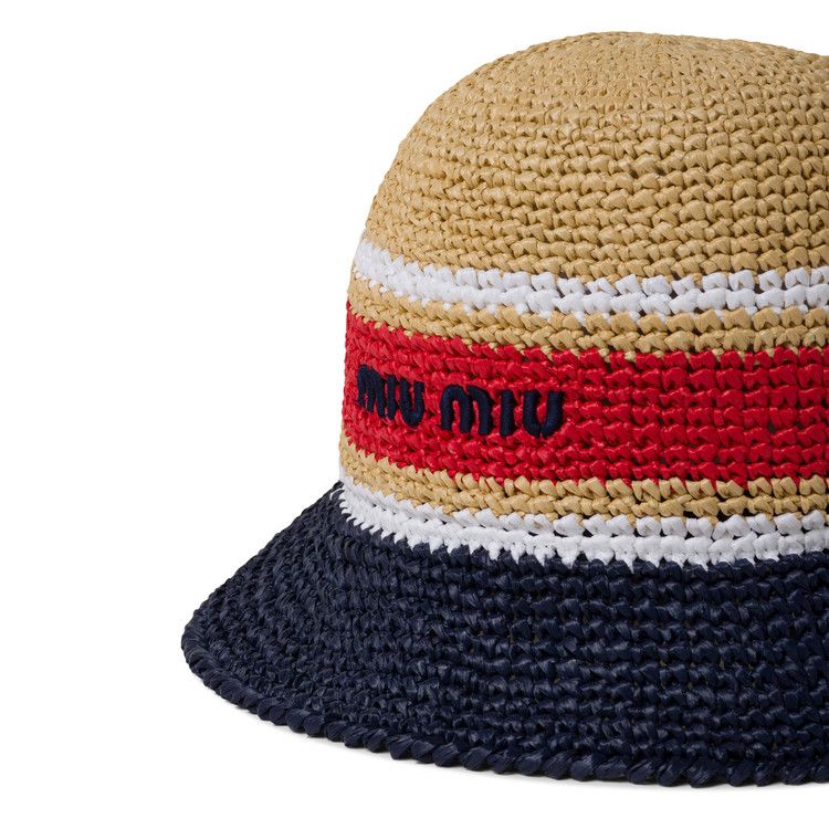 Buy Miu Miu Viscose Raffia Hat 'Beige/Blue' - 5HC305 2F8F