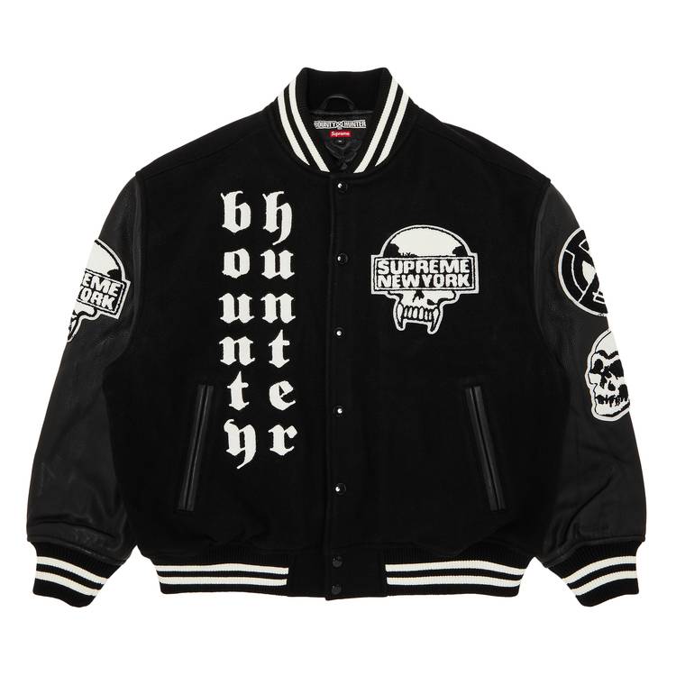 Buy Supreme x Bounty Hunter Varsity Jacket 'Black' - FW23J36