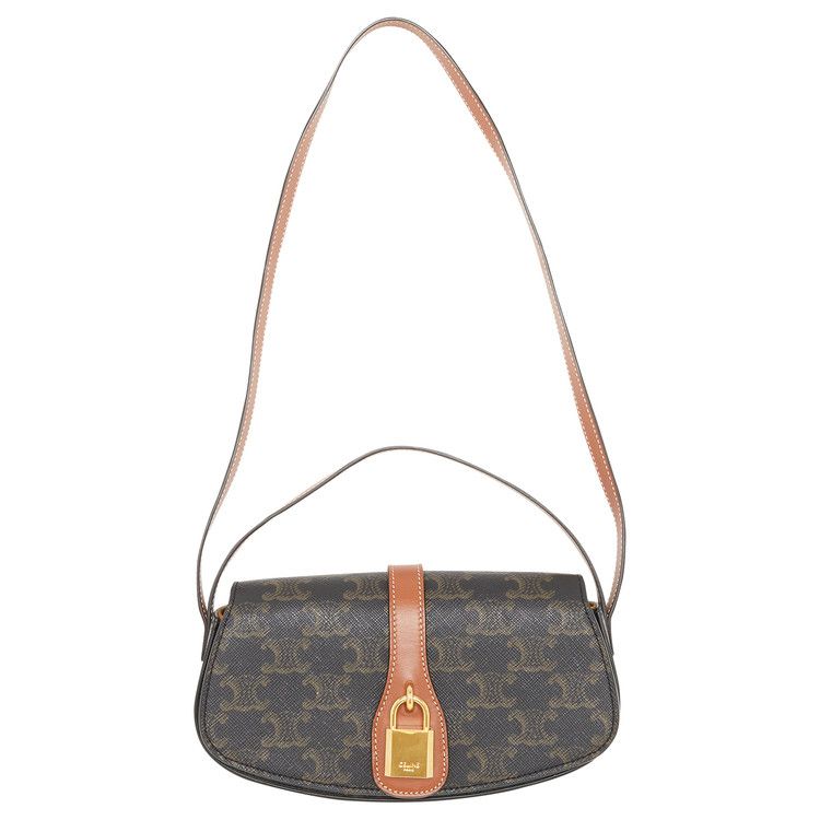 Celine Clutch On Strap Tabou In Triomphe Canvas Tan