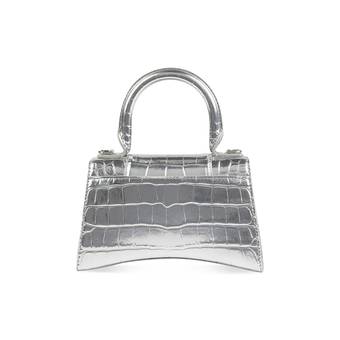 Balenciaga Hourglass Xs Glitter Top-Handle Bag 8110 Silver