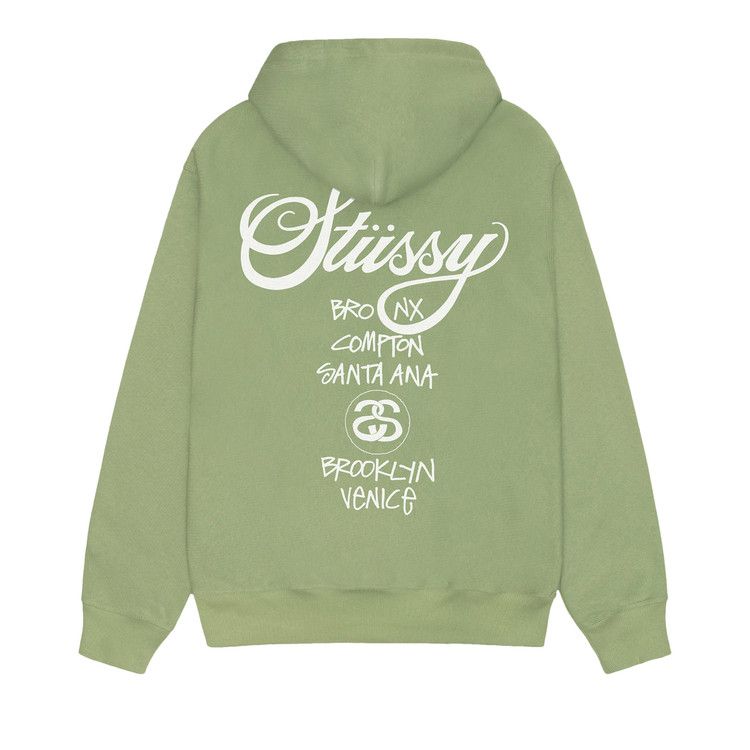 Stussy World Tour Zip Hoodie Moss