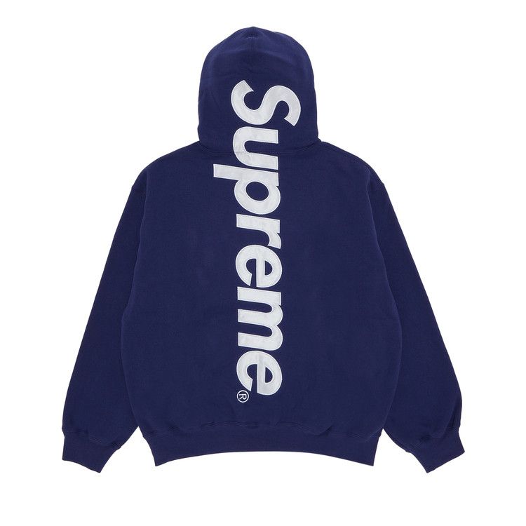 Supreme Satin Appliqué Hoodie Washed Navy