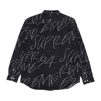 Buy Supreme Handwriting Jacquard Denim Shirt 'Washed Black 