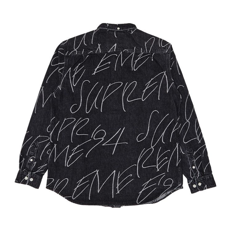 Buy Supreme Handwriting Jacquard Denim Shirt 'Washed Black