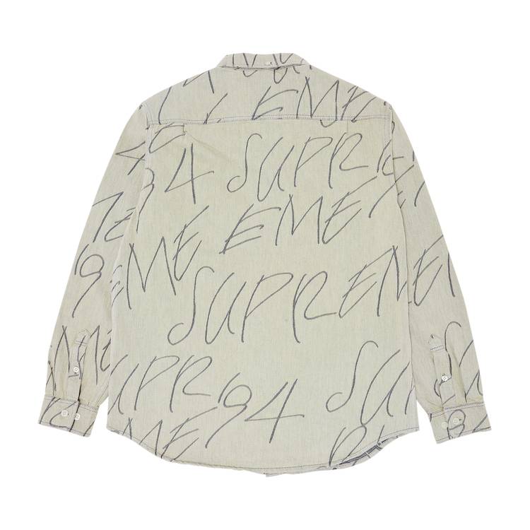 Buy Supreme Handwriting Jacquard Denim Shirt 'Dirty' - FW23S27